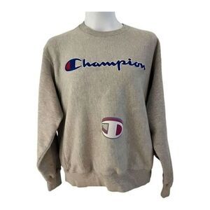 Champion Reverse Weave Gray Sweatshirt. Embroidered C. Size Large